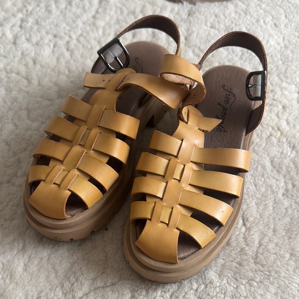 Yellow Platform Sandals with Adjustable Straps